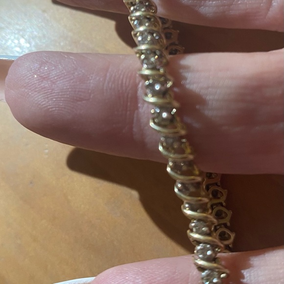 14K Yellow genuine Gold with 3ct TW Diamond Tennis Bracelet 7.7 inch length - Picture 3 of 11